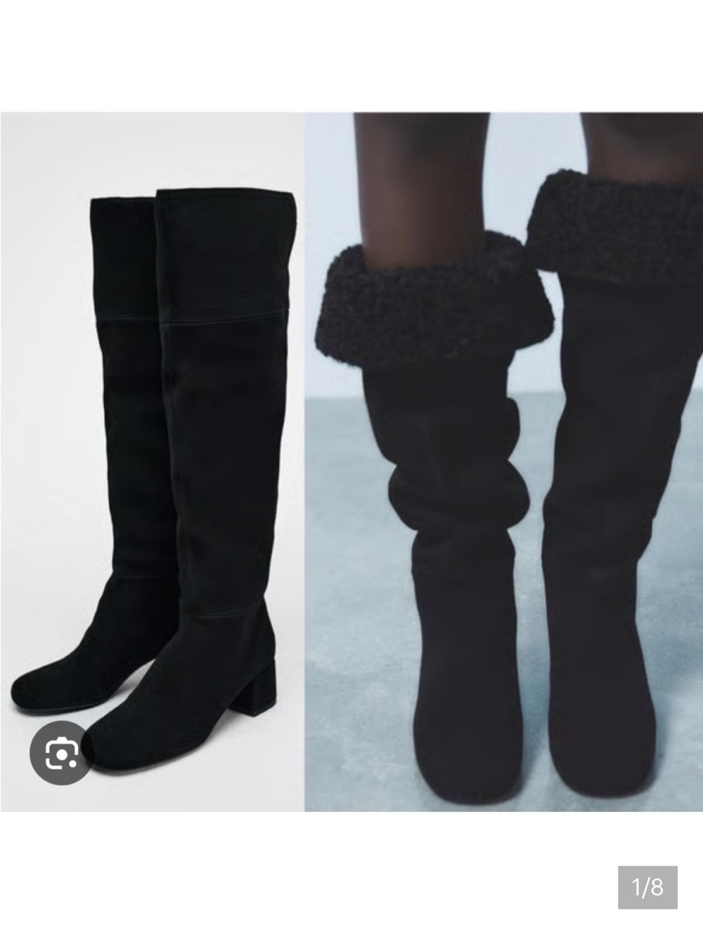Zara NWT black suede over the knee boots 3046/410